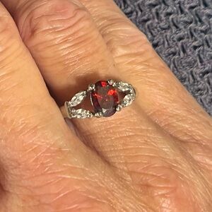 Garnet & White Topaz Gemstone Ring.